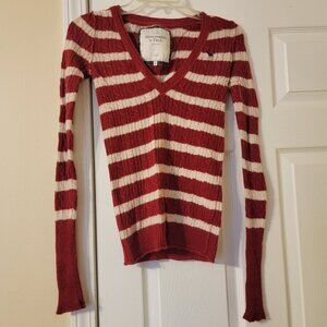 Vintage Abercrombie & Fitch Bella Swan Striped Red and White Knit Sweater